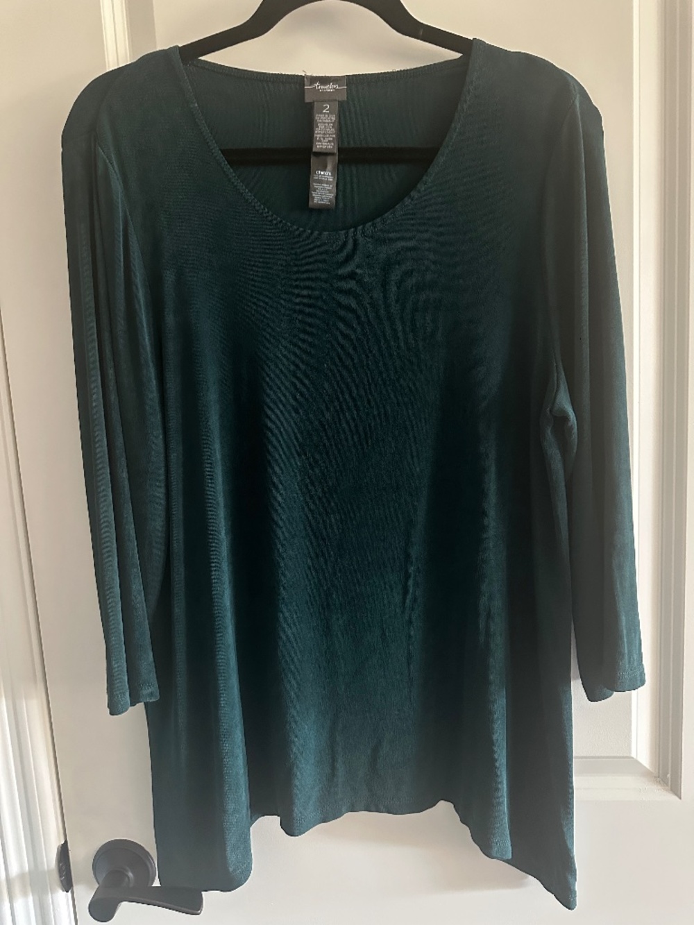 Chico’s Travelers Dark Jade Green Tunic Chico's Size 2  US 12/ L
